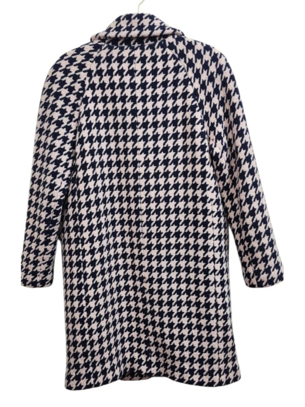 Kate Spade New York Houndstooth Coat Womens M Wool Blend Navy Ivory Button Front - Picture 6 of 16